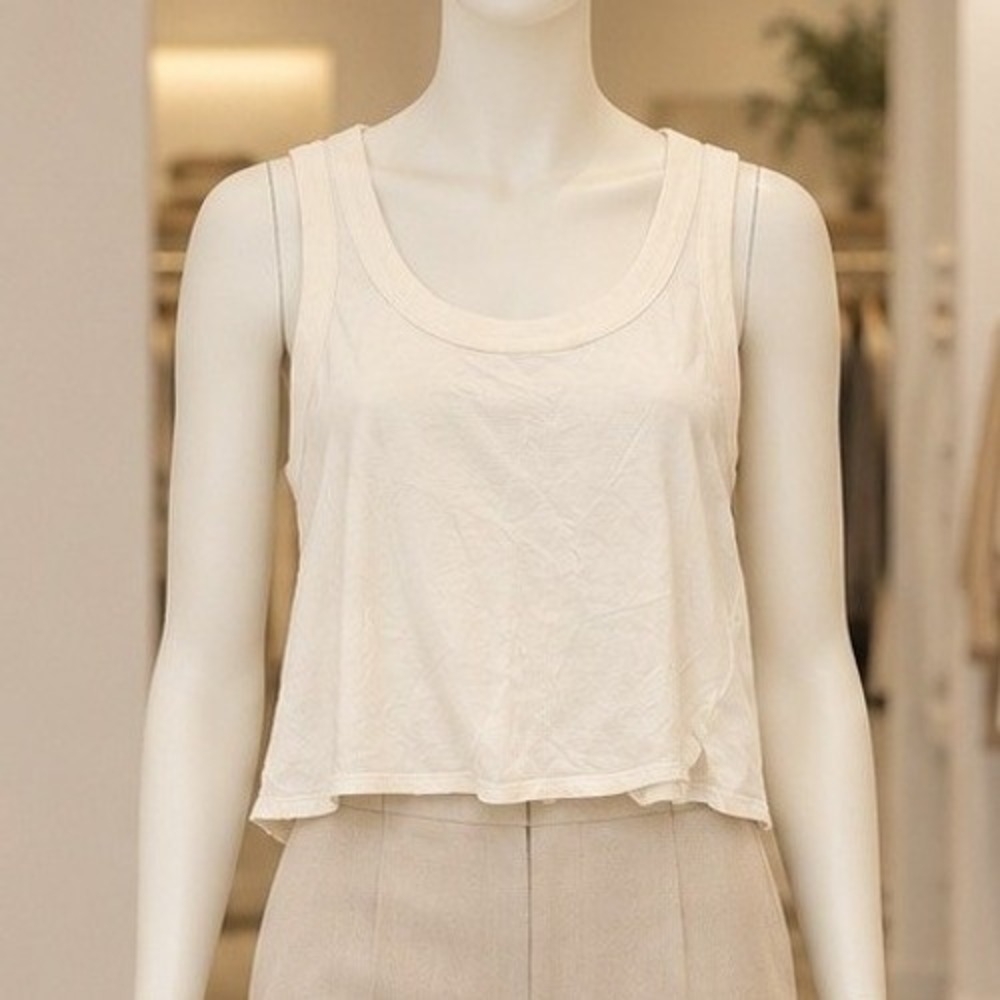 Madewell Womens Tank Top Softfade Cotton Cropped Scoop Neck White Size M